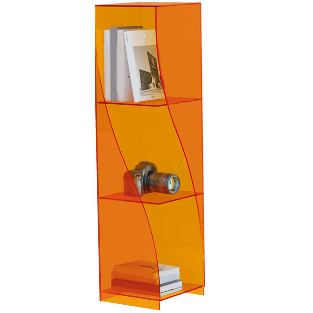 Modern Style Closed Back Bookshelf Vertical Acrylic Bookcase 10"L x 10"W x 53"H Orange Clearhalo 'Bookcases' 'furn' 'furn_bookcases' 'Furniture' 'Office Furniture' 6703746