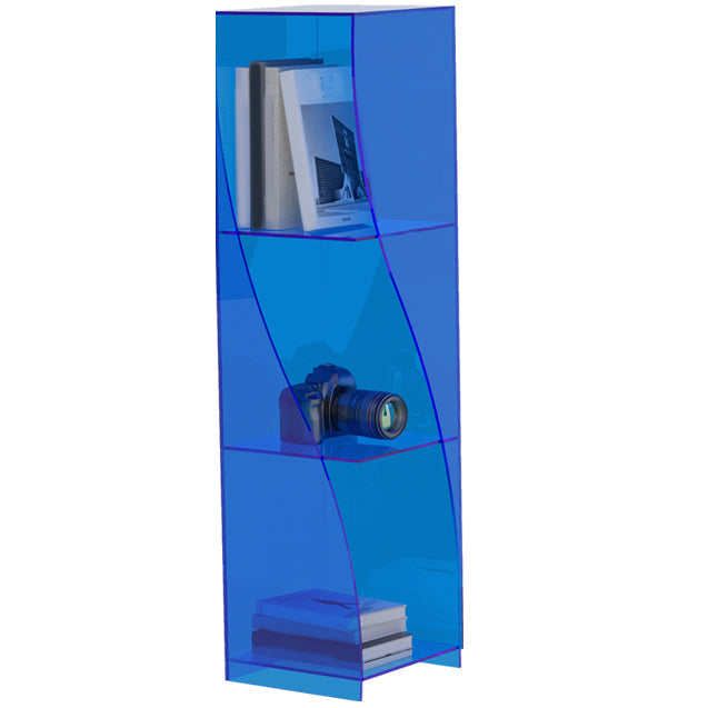 Modern Style Closed Back Bookshelf Vertical Acrylic Bookcase 10"L x 10"W x 53"H Blue Clearhalo 'Bookcases' 'furn' 'furn_bookcases' 'Furniture' 'Office Furniture' 6703748