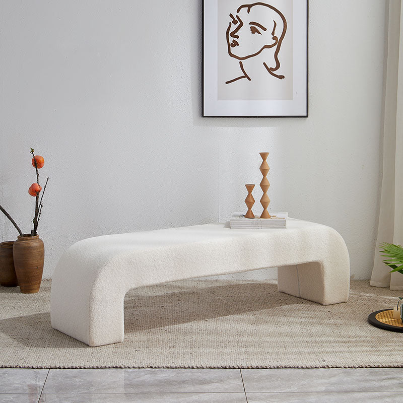 Contemporary Upholstered Bench Home Seating Bench in White with Legs 47.2"L x 15.7"W x 16.9"H Clearhalo 'Benches' 'Chairs & Seating' 'furn' 'furn_benches' 'Furniture' 'Living Room Furniture' 6703893