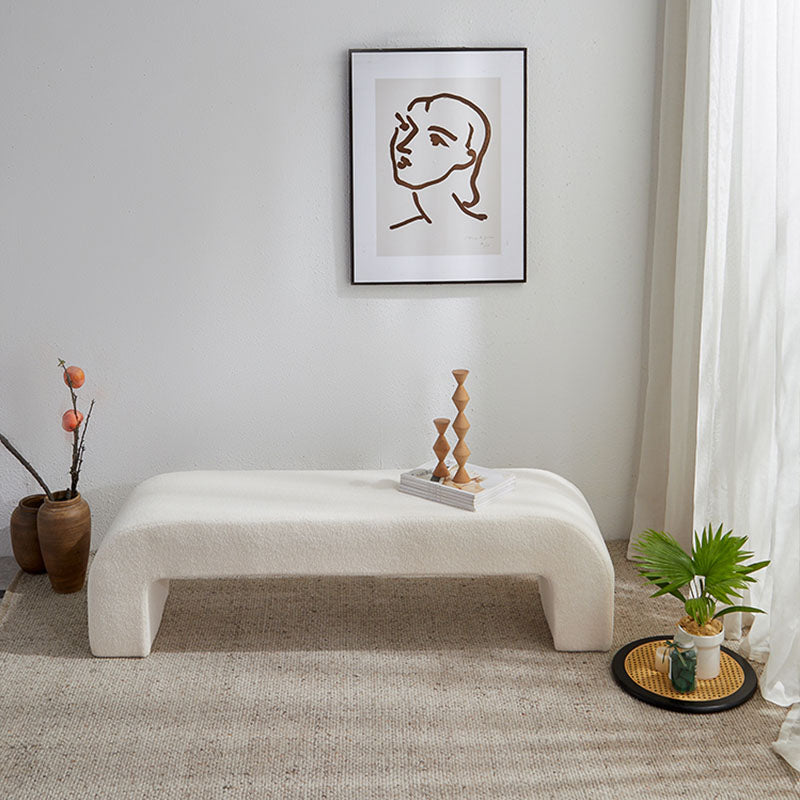 Contemporary Upholstered Bench Home Seating Bench in White with Legs 39.4"L x 15.7"W x 16.9"H Clearhalo 'Benches' 'Chairs & Seating' 'furn' 'furn_benches' 'Furniture' 'Living Room Furniture' 6703896