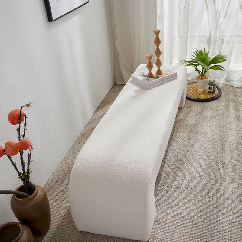 Contemporary Upholstered Bench Home Seating Bench in White with Legs Clearhalo 'Benches' 'Chairs & Seating' 'furn' 'furn_benches' 'Furniture' 'Living Room Furniture' 6703906