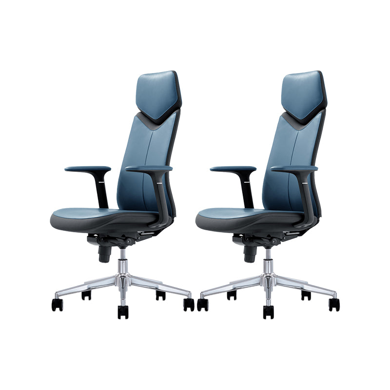 Chaise de bureau en cuir à bras fixes chaise pivotante de hauteur réglable moderne avec roues