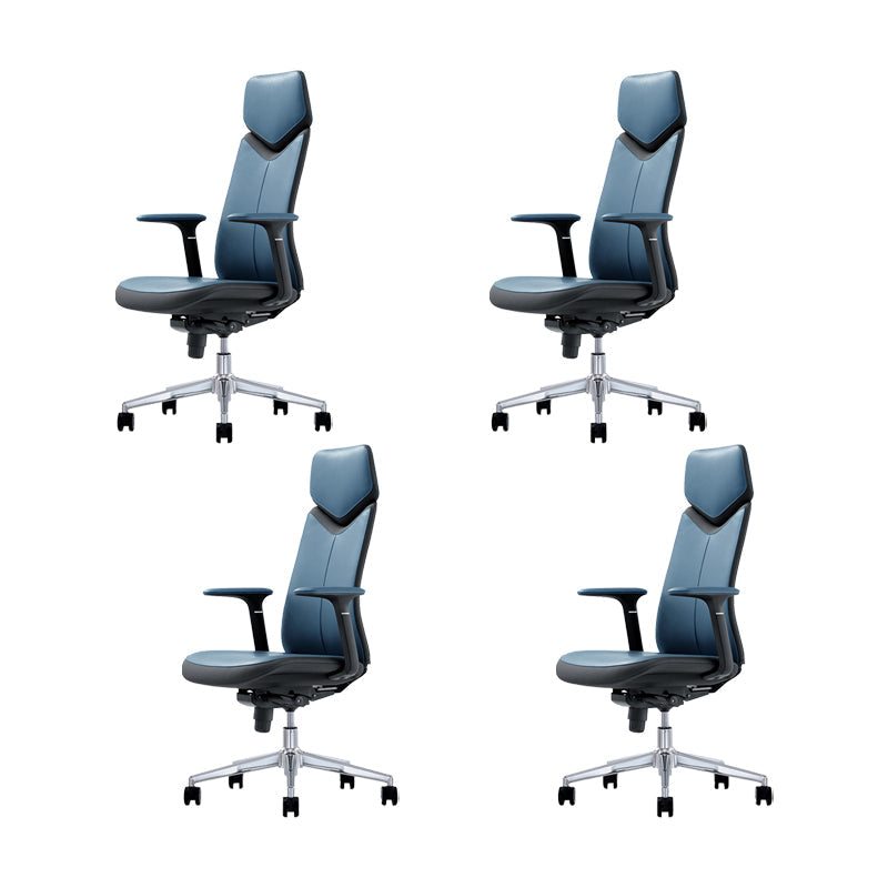 Chaise de bureau en cuir à bras fixes chaise pivotante de hauteur réglable moderne avec roues