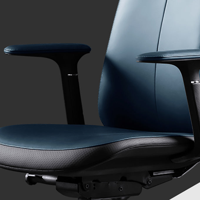 Chaise de bureau en cuir à bras fixes chaise pivotante de hauteur réglable moderne avec roues