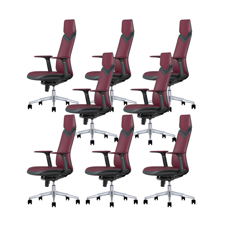 Chaise de bureau en cuir à bras fixes chaise pivotante de hauteur réglable moderne avec roues