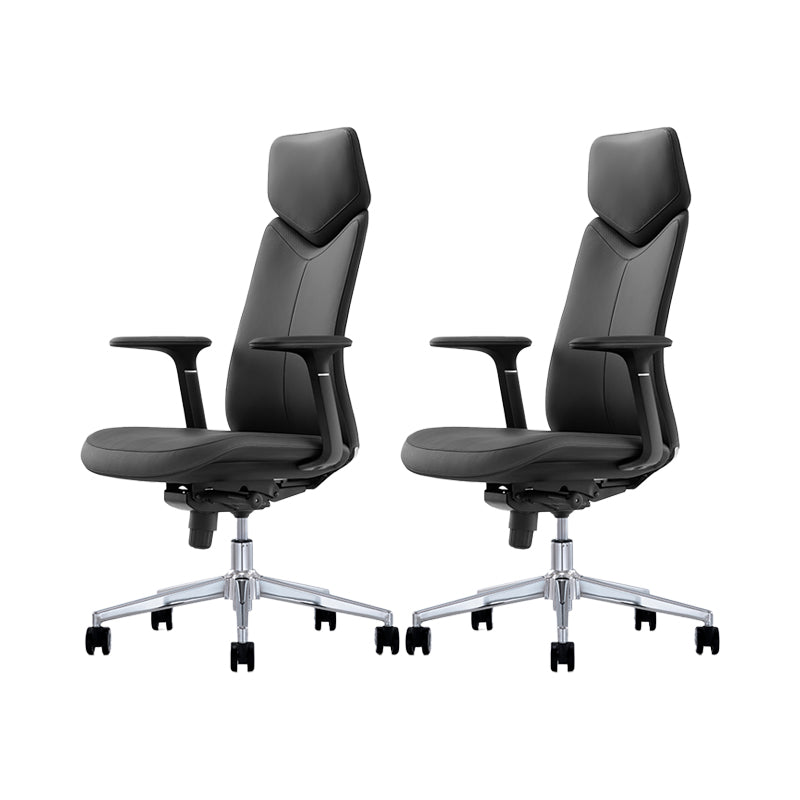 Chaise de bureau en cuir à bras fixes chaise pivotante de hauteur réglable moderne avec roues