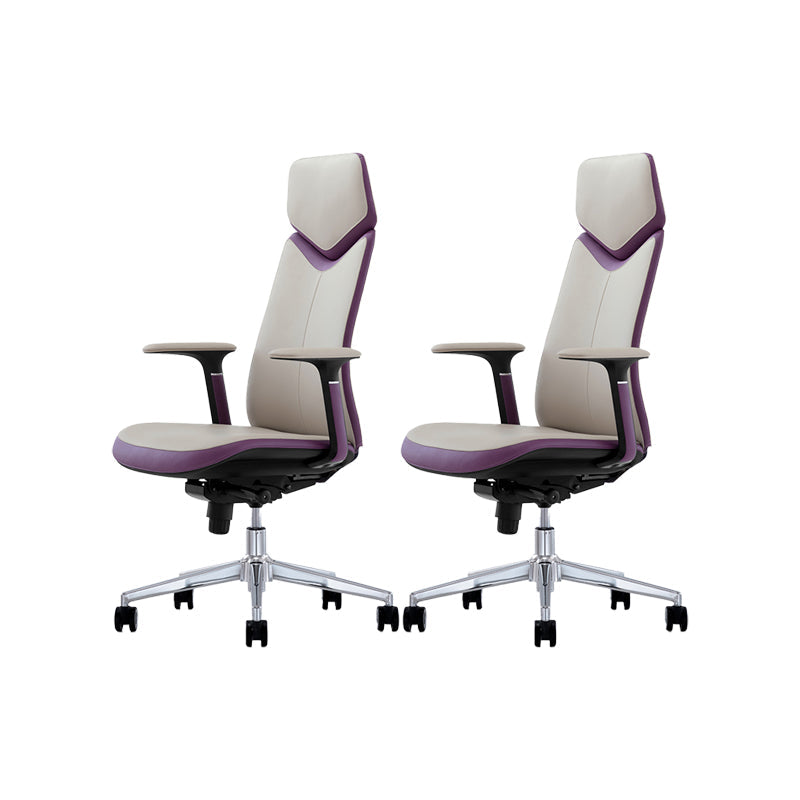 Chaise de bureau en cuir à bras fixes chaise pivotante de hauteur réglable moderne avec roues