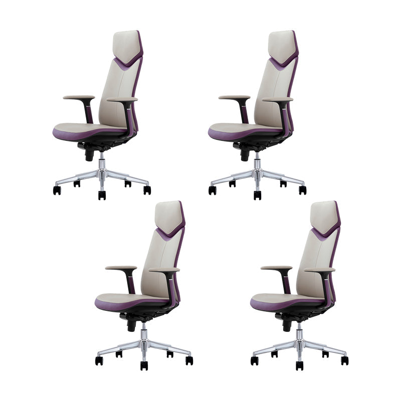 Chaise de bureau en cuir à bras fixes chaise pivotante de hauteur réglable moderne avec roues