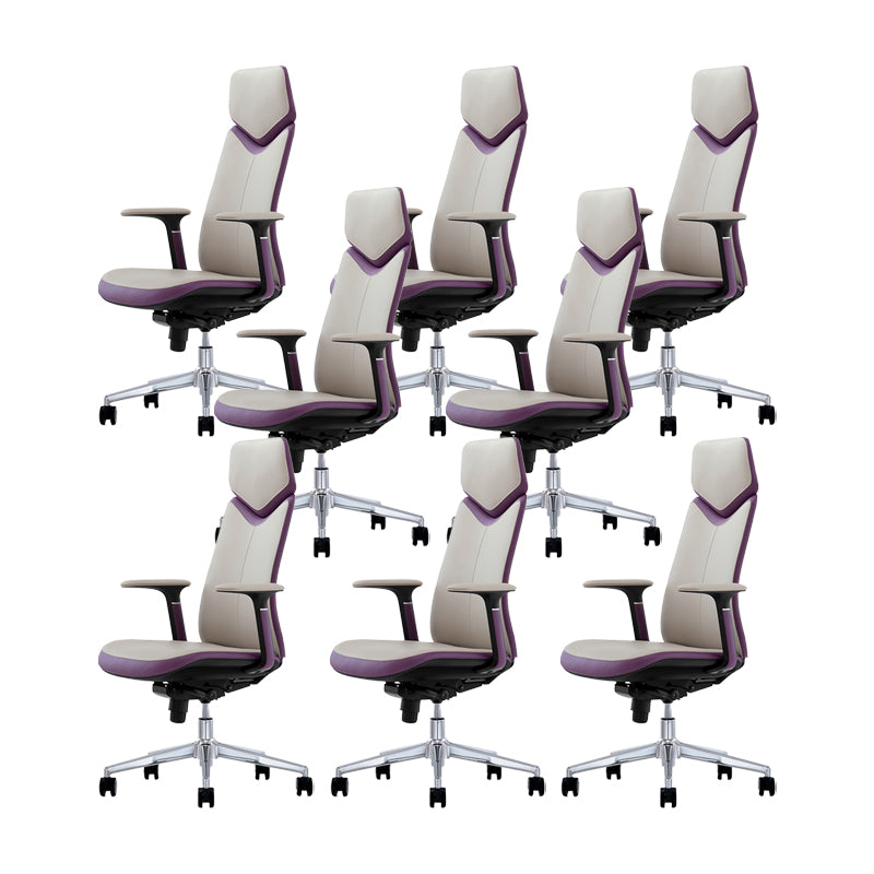 Chaise de bureau en cuir à bras fixes chaise pivotante de hauteur réglable moderne avec roues