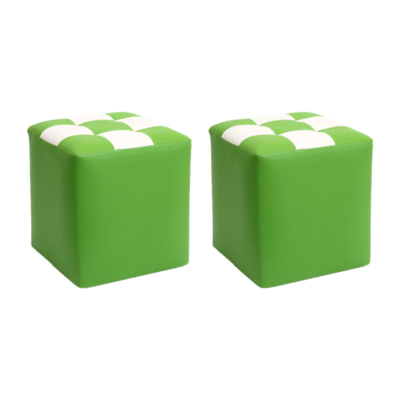 Purple Modern Pouf Leather Check Print Pouf for Drawing Room Green 2 Piece Set Clearhalo 'furn' 'furn_ottomans_poufs' 'Furniture' 'Living Room Furniture' 'Ottomans & Poufs' 'ottomans_poufs' 6704070