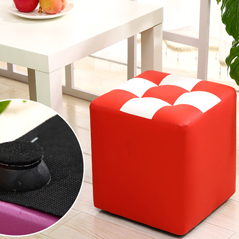 Purple Modern Pouf Leather Check Print Pouf for Drawing Room Clearhalo 'furn' 'furn_ottomans_poufs' 'Furniture' 'Living Room Furniture' 'Ottomans & Poufs' 'ottomans_poufs' 6704086