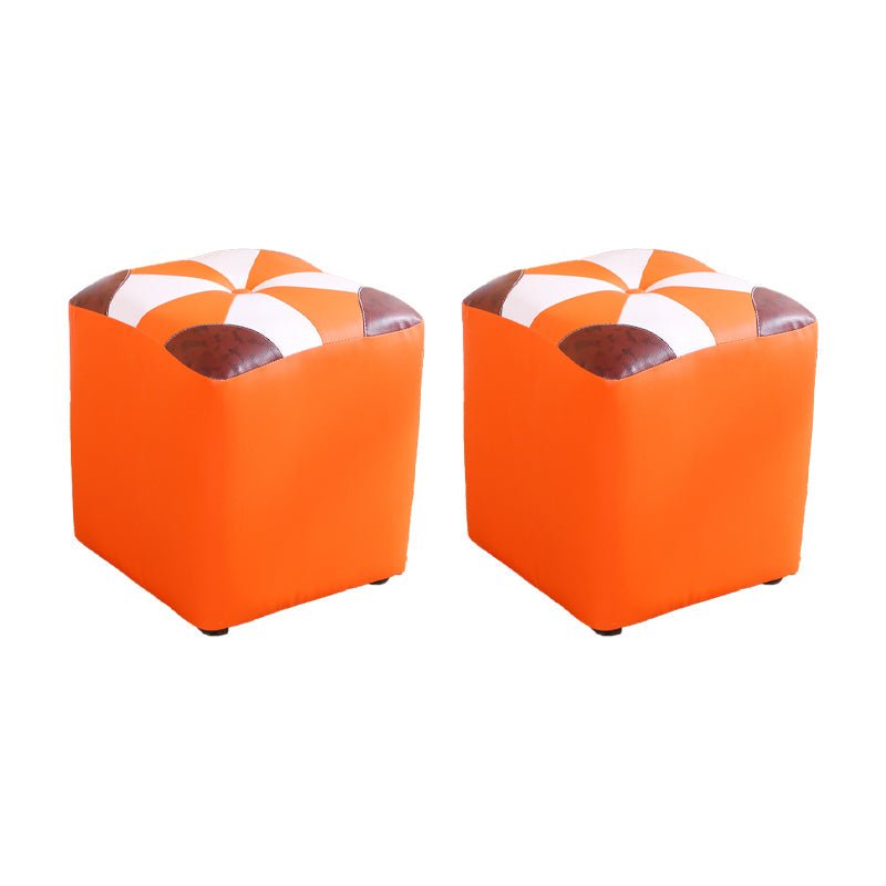 Purple Modern Pouf Leather Check Print Pouf for Drawing Room Orange 2 Piece Set Clearhalo 'furn' 'furn_ottomans_poufs' 'Furniture' 'Living Room Furniture' 'Ottomans & Poufs' 'ottomans_poufs' 6704088