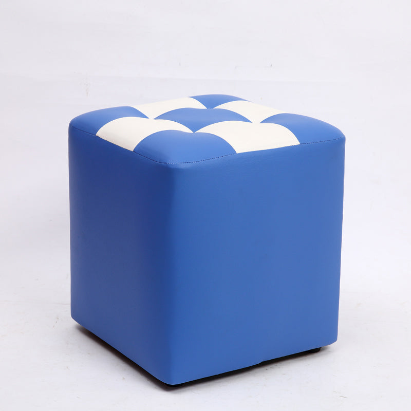 Purple Modern Pouf Leather Check Print Pouf for Drawing Room Blue 1 Piece Clearhalo 'furn' 'furn_ottomans_poufs' 'Furniture' 'Living Room Furniture' 'Ottomans & Poufs' 'ottomans_poufs' 6704107