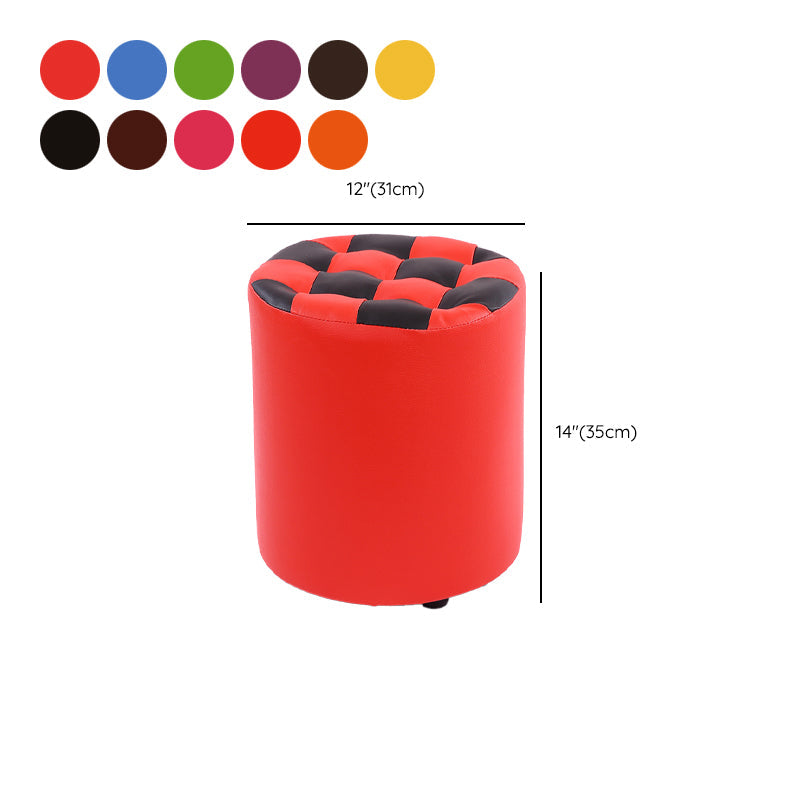 Modern Round Pouf Plaid Pattern Leather Pouf for Drawing Room Clearhalo 'furn' 'furn_ottomans_poufs' 'Furniture' 'Living Room Furniture' 'Ottomans & Poufs' 'ottomans_poufs' 6704153