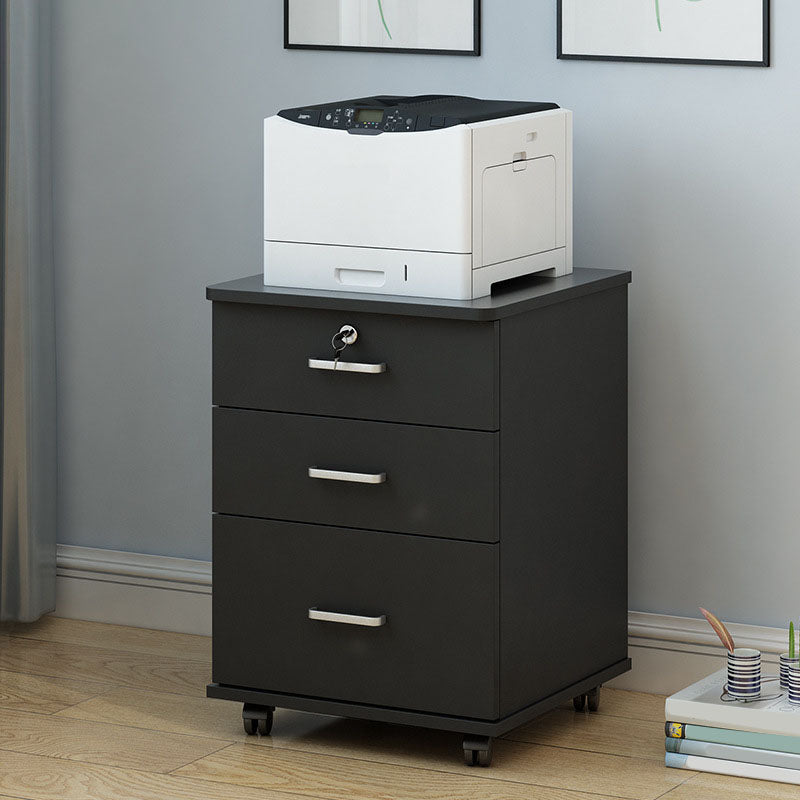 Industrial Cabinet Wood Locking Drawers and Storage Filing Cabinet with Wheels Black 1 Clearhalo 'Filing Cabinets' 'filling_cabinets' 'furn' 'furn_filling_cabinets' 'Furniture' 'Office Furniture' 6704239