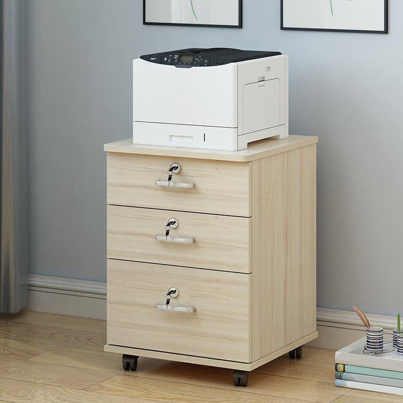 Industrial Cabinet Wood Locking Drawers and Storage Filing Cabinet with Wheels Natural Wood White 3 Clearhalo 'Filing Cabinets' 'filling_cabinets' 'furn' 'furn_filling_cabinets' 'Furniture' 'Office Furniture' 6704249