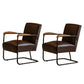 Arms Included Chair with wooden handrail 32.67" Wide Armchair for Living Room Brown Faux Leather 2 Piece Set Clearhalo 'Accent Chairs' 'accent_chairs' 'Chairs & Seating' 'furn' 'furn_accent_chairs' 'Furniture' 'Living Room Furniture' 6704320