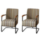 Arms Included Chair with wooden handrail 32.67" Wide Armchair for Living Room Gray White Striped Linen 2 Piece Set Clearhalo 'Accent Chairs' 'accent_chairs' 'Chairs & Seating' 'furn' 'furn_accent_chairs' 'Furniture' 'Living Room Furniture' 6704324