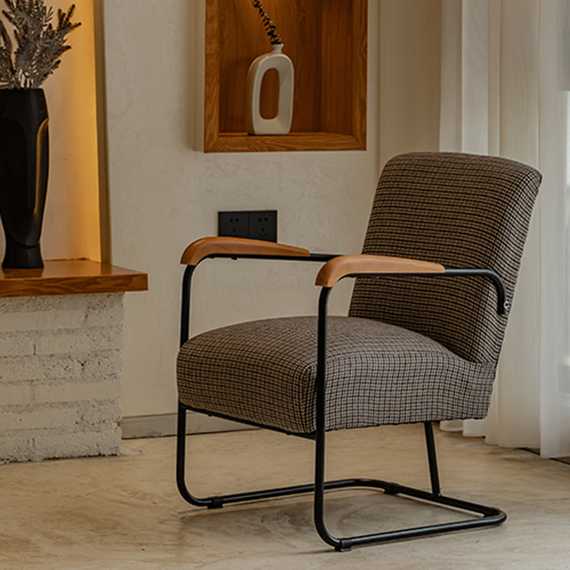 Arms Included Chair with wooden handrail 32.67" Wide Armchair for Living Room Coffee Wool Blend 1 Piece Clearhalo 'Accent Chairs' 'accent_chairs' 'Chairs & Seating' 'furn' 'furn_accent_chairs' 'Furniture' 'Living Room Furniture' 6704331