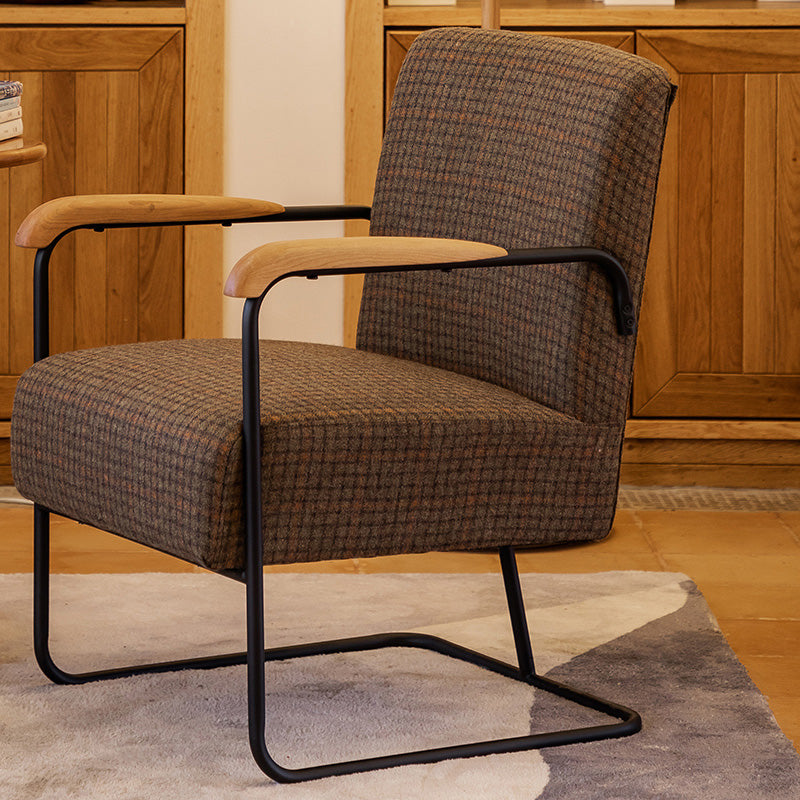 Arms Included Chair with wooden handrail 32.67" Wide Armchair for Living Room Dark Green Wool Blend 1 Piece Clearhalo 'Accent Chairs' 'accent_chairs' 'Chairs & Seating' 'furn' 'furn_accent_chairs' 'Furniture' 'Living Room Furniture' 6704334