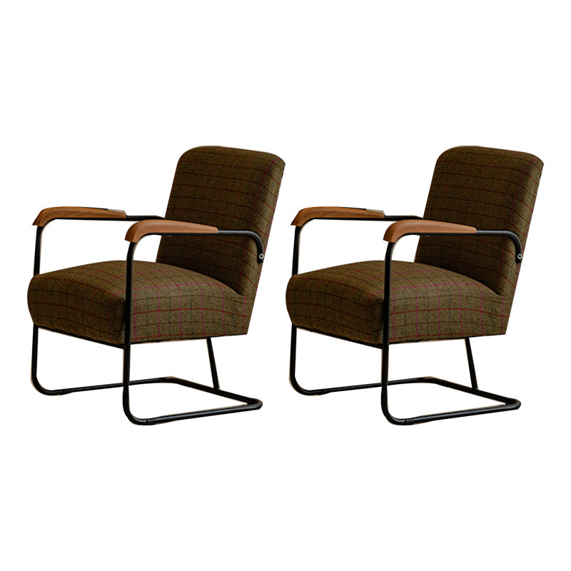 Arms Included Chair with wooden handrail 32.67" Wide Armchair for Living Room Green-Red Linen 2 Piece Set Clearhalo 'Accent Chairs' 'accent_chairs' 'Chairs & Seating' 'furn' 'furn_accent_chairs' 'Furniture' 'Living Room Furniture' 6704341