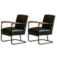 Arms Included Chair with wooden handrail 32.67" Wide Armchair for Living Room Black Faux Leather 2 Piece Set Clearhalo 'Accent Chairs' 'accent_chairs' 'Chairs & Seating' 'furn' 'furn_accent_chairs' 'Furniture' 'Living Room Furniture' 6704347