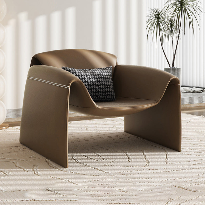 37.4" Wide Faux Leather Armchair Arms Included Chair for Living Room Brown Faux Leather 1 Piece Clearhalo 'Accent Chairs' 'accent_chairs' 'Chairs & Seating' 'furn' 'furn_accent_chairs' 'Furniture' 'Living Room Furniture' 6704387