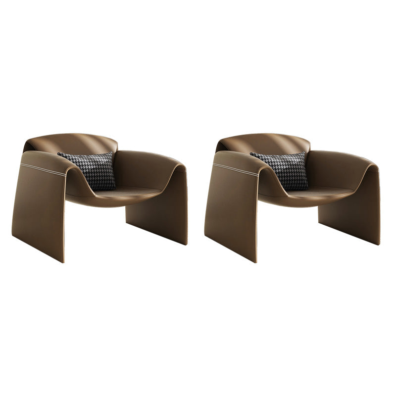 37.4" Wide Faux Leather Armchair Arms Included Chair for Living Room Brown Faux Leather 2 Piece Set Clearhalo 'Accent Chairs' 'accent_chairs' 'Chairs & Seating' 'furn' 'furn_accent_chairs' 'Furniture' 'Living Room Furniture' 6704389