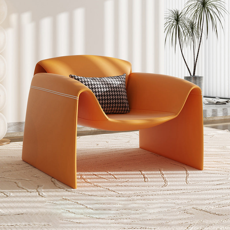 37.4" Wide Faux Leather Armchair Arms Included Chair for Living Room Orange Faux Leather 1 Piece Clearhalo 'Accent Chairs' 'accent_chairs' 'Chairs & Seating' 'furn' 'furn_accent_chairs' 'Furniture' 'Living Room Furniture' 6704392