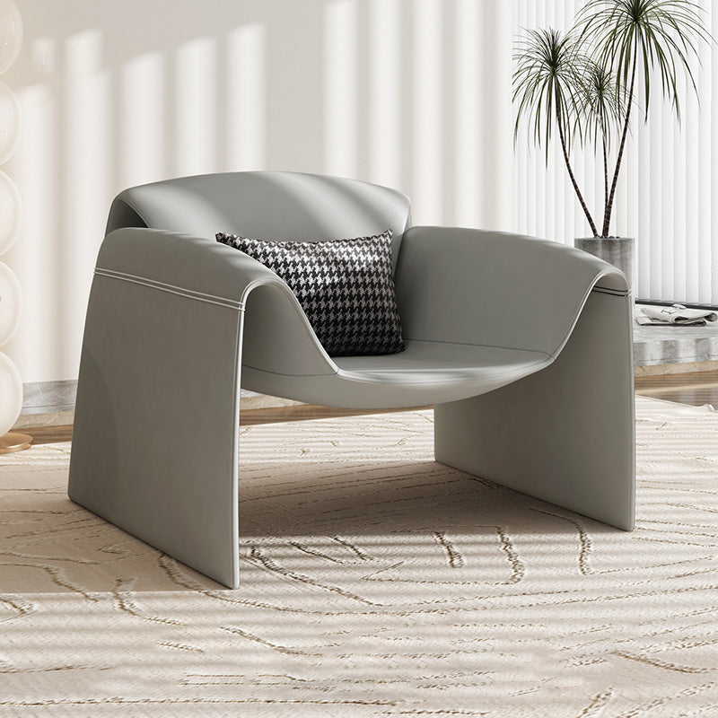 37.4" Wide Faux Leather Armchair Arms Included Chair for Living Room Grey Faux Leather 1 Piece Clearhalo 'Accent Chairs' 'accent_chairs' 'Chairs & Seating' 'furn' 'furn_accent_chairs' 'Furniture' 'Living Room Furniture' 6704396