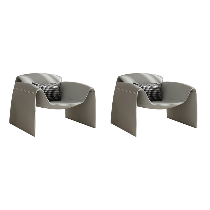 37.4" Wide Faux Leather Armchair Arms Included Chair for Living Room Grey Faux Leather 2 Piece Set Clearhalo 'Accent Chairs' 'accent_chairs' 'Chairs & Seating' 'furn' 'furn_accent_chairs' 'Furniture' 'Living Room Furniture' 6704397