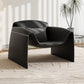 37.4" Wide Faux Leather Armchair Arms Included Chair for Living Room Black Faux Leather 1 Piece Clearhalo 'Accent Chairs' 'accent_chairs' 'Chairs & Seating' 'furn' 'furn_accent_chairs' 'Furniture' 'Living Room Furniture' 6704404