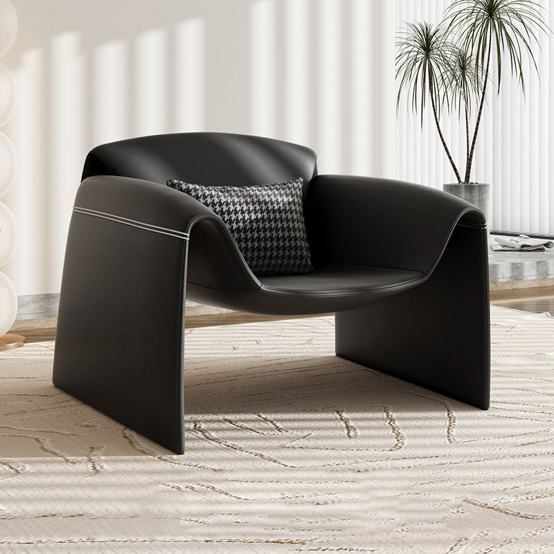 37.4" Wide Faux Leather Armchair Arms Included Chair for Living Room Black Faux Leather 1 Piece Clearhalo 'Accent Chairs' 'accent_chairs' 'Chairs & Seating' 'furn' 'furn_accent_chairs' 'Furniture' 'Living Room Furniture' 6704404