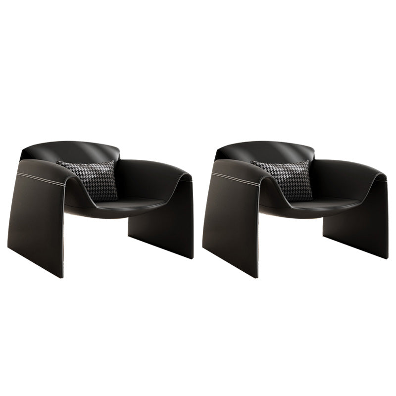 37.4" Wide Faux Leather Armchair Arms Included Chair for Living Room Black Faux Leather 2 Piece Set Clearhalo 'Accent Chairs' 'accent_chairs' 'Chairs & Seating' 'furn' 'furn_accent_chairs' 'Furniture' 'Living Room Furniture' 6704405
