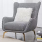 28.34" Wide Faux Leather Armchair Arms Included Chair with Pillow Back Houndstooth pattern Linen 1 Piece Clearhalo 'Accent Chairs' 'accent_chairs' 'Chairs & Seating' 'furn' 'furn_accent_chairs' 'Furniture' 'Living Room Furniture' 6704409