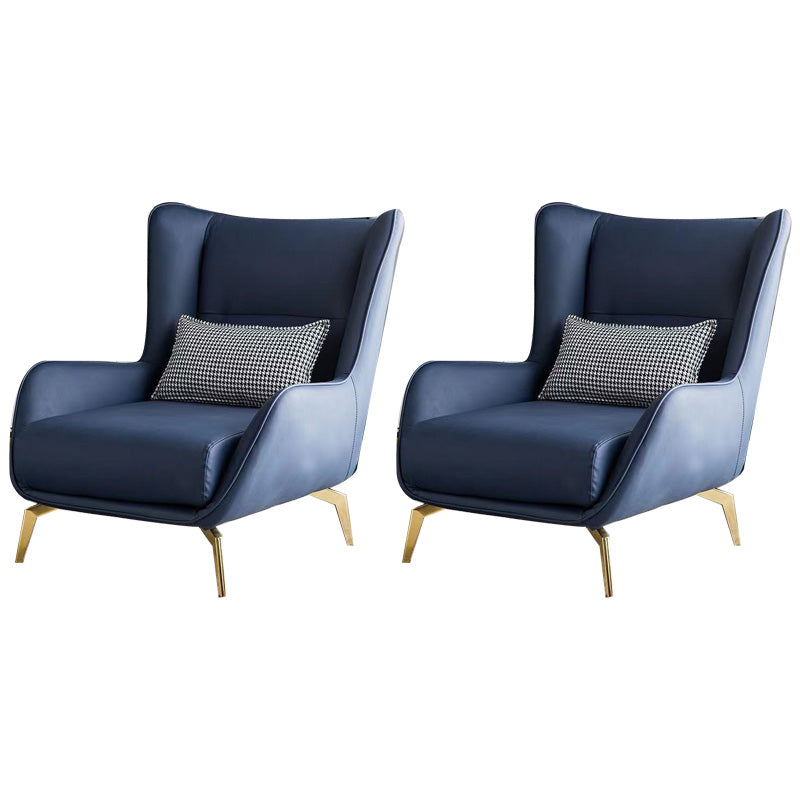 28.34" Wide Faux Leather Armchair Arms Included Chair with Pillow Back Blue Faux Leather 2 Piece Set Clearhalo 'Accent Chairs' 'accent_chairs' 'Chairs & Seating' 'furn' 'furn_accent_chairs' 'Furniture' 'Living Room Furniture' 6704418