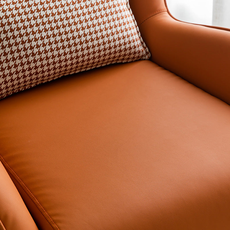 28.34" Wide Faux Leather Armchair Arms Included Chair with Pillow Back Clearhalo 'Accent Chairs' 'accent_chairs' 'Chairs & Seating' 'furn' 'furn_accent_chairs' 'Furniture' 'Living Room Furniture' 6704422