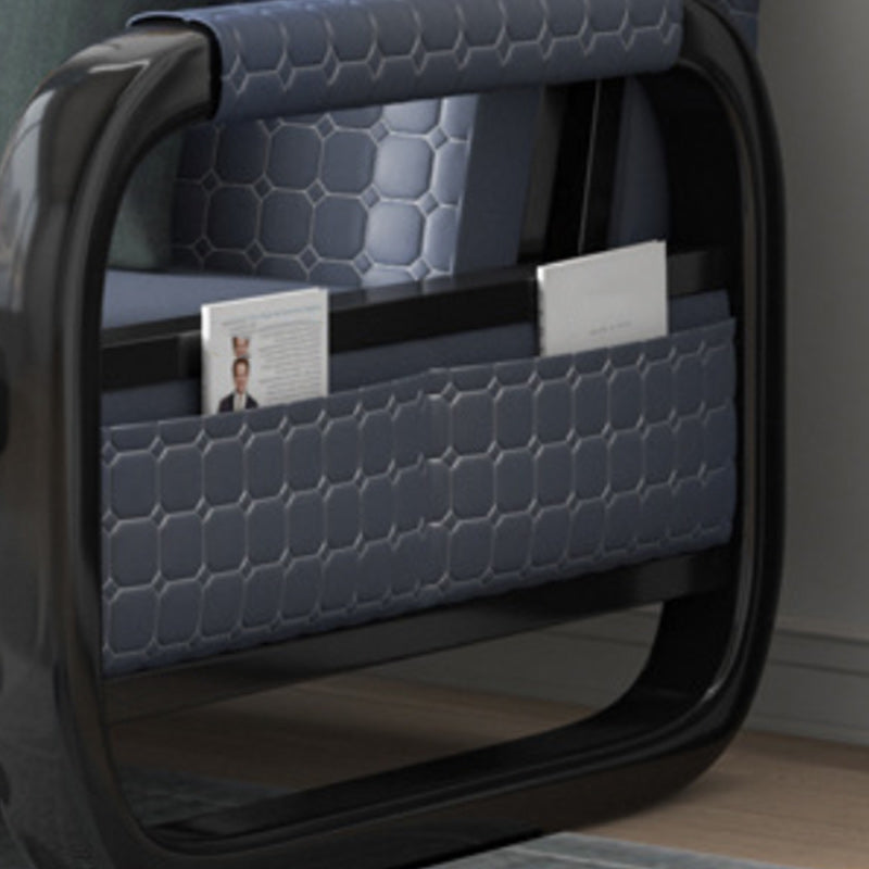 Modern Sofa Bed in Blue Faux Leather Futon And Mattress with Storage Clearhalo 'furn' 'furn_futons' 'Furniture' 'Futons & Daybeds' 'Futons' 'Living Room Furniture' 6704663