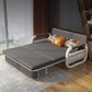 Faux Leather Square Arm Sleeper with Storage Scandinavian Futon Sleeper Sofa Bed in Gray