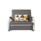 Faux Leather Square Arm Sleeper with Storage Scandinavian Futon Sleeper Sofa Bed in Gray