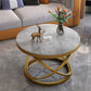 Slate and Metal Single Coffee Table Frame Round Glam Coffee Table