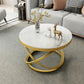 Slate and Metal Single Coffee Table Frame Round Glam Coffee Table