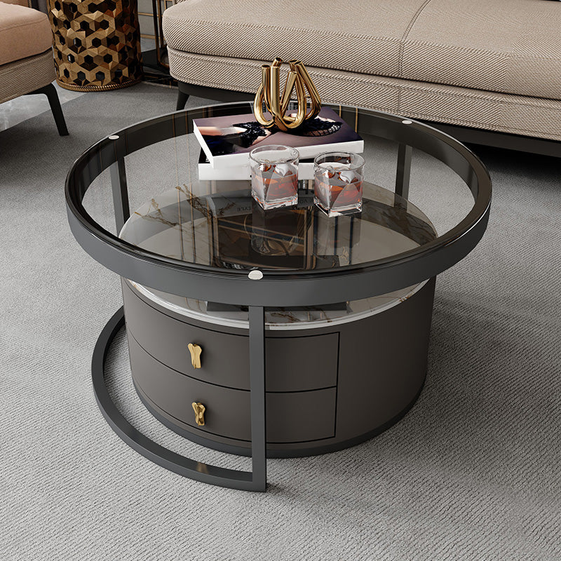 Contemporary Coffee Table Set Round 2-Piece Coffee Cocktail Table Clearhalo 'Coffee & Accent Tables' 'Coffee Tables' 'coffee_tables' 'furn' 'furn_coffee_tables' 'Furniture' 'Living Room Furniture' 6704790