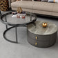 Contemporary Coffee Table Set Round 2-Piece Coffee Cocktail Table Gray Clear Clearhalo 'Coffee & Accent Tables' 'Coffee Tables' 'coffee_tables' 'furn' 'furn_coffee_tables' 'Furniture' 'Living Room Furniture' 6704793
