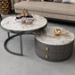 Contemporary Coffee Table Set Round 2-Piece Coffee Cocktail Table Pandora Brown Clearhalo 'Coffee & Accent Tables' 'Coffee Tables' 'coffee_tables' 'furn' 'furn_coffee_tables' 'Furniture' 'Living Room Furniture' 6704797