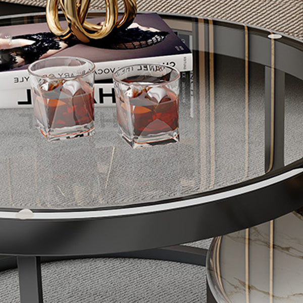 Contemporary Coffee Table Set Round 2-Piece Coffee Cocktail Table Clearhalo 'Coffee & Accent Tables' 'Coffee Tables' 'coffee_tables' 'furn' 'furn_coffee_tables' 'Furniture' 'Living Room Furniture' 6704798