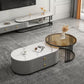 Round Coffee Table Slate Frame Nesting Coffee Table Set with 2 Drawers Ivory Black Clearhalo 'Coffee & Accent Tables' 'Coffee Tables' 'coffee_tables' 'furn' 'furn_coffee_tables' 'Furniture' 'Living Room Furniture' 6704808