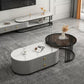 Round Coffee Table Slate Frame Nesting Coffee Table Set with 2 Drawers White-Black Black Clearhalo 'Coffee & Accent Tables' 'Coffee Tables' 'coffee_tables' 'furn' 'furn_coffee_tables' 'Furniture' 'Living Room Furniture' 6704810