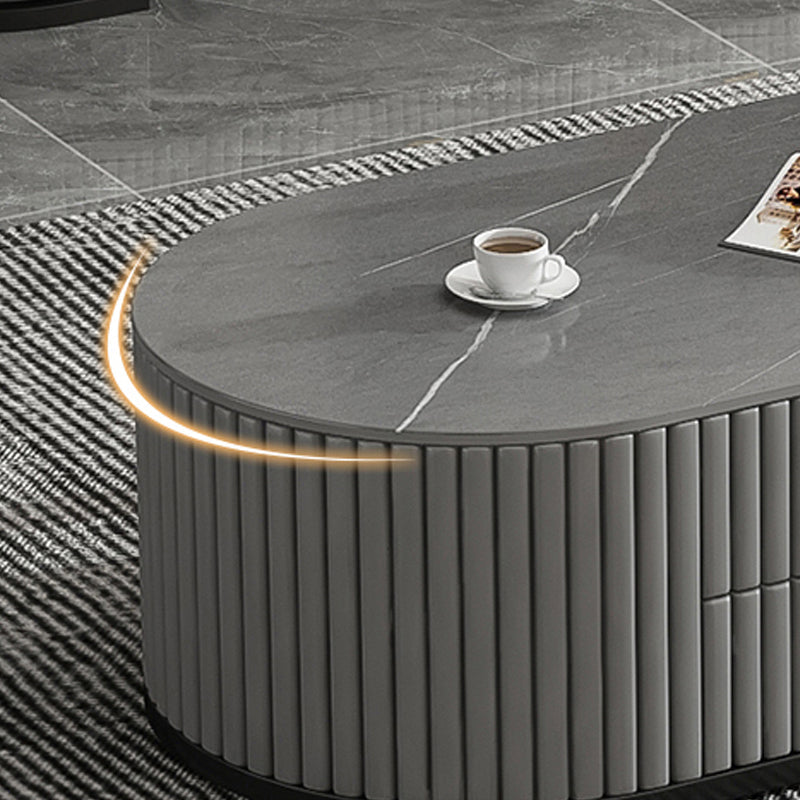 Round Coffee Table Slate Frame Nesting Coffee Table Set with 2 Drawers Clearhalo 'Coffee & Accent Tables' 'Coffee Tables' 'coffee_tables' 'furn' 'furn_coffee_tables' 'Furniture' 'Living Room Furniture' 6704818