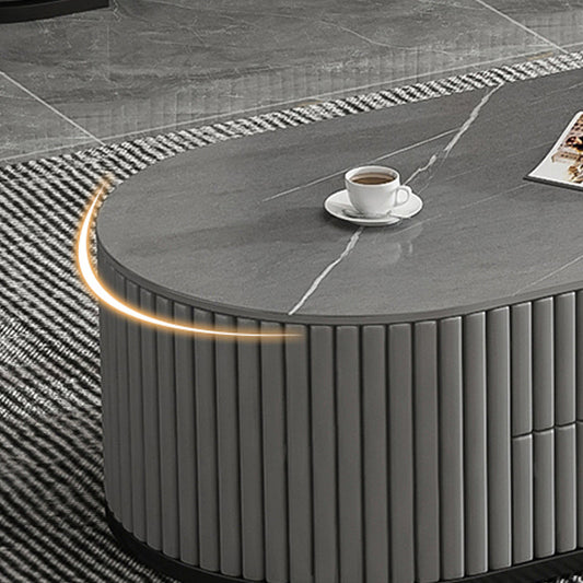 Round Coffee Table Slate Frame Nesting Coffee Table Set with 2 Drawers Clearhalo 'Coffee & Accent Tables' 'Coffee Tables' 'coffee_tables' 'furn' 'furn_coffee_tables' 'Furniture' 'Living Room Furniture' 6704818